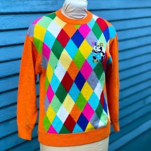 RARE Vintage Felix the Cat Argyle Pullover Golf Sweater